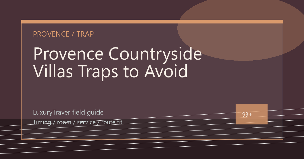 Provence Countryside Villas Traps to Avoid