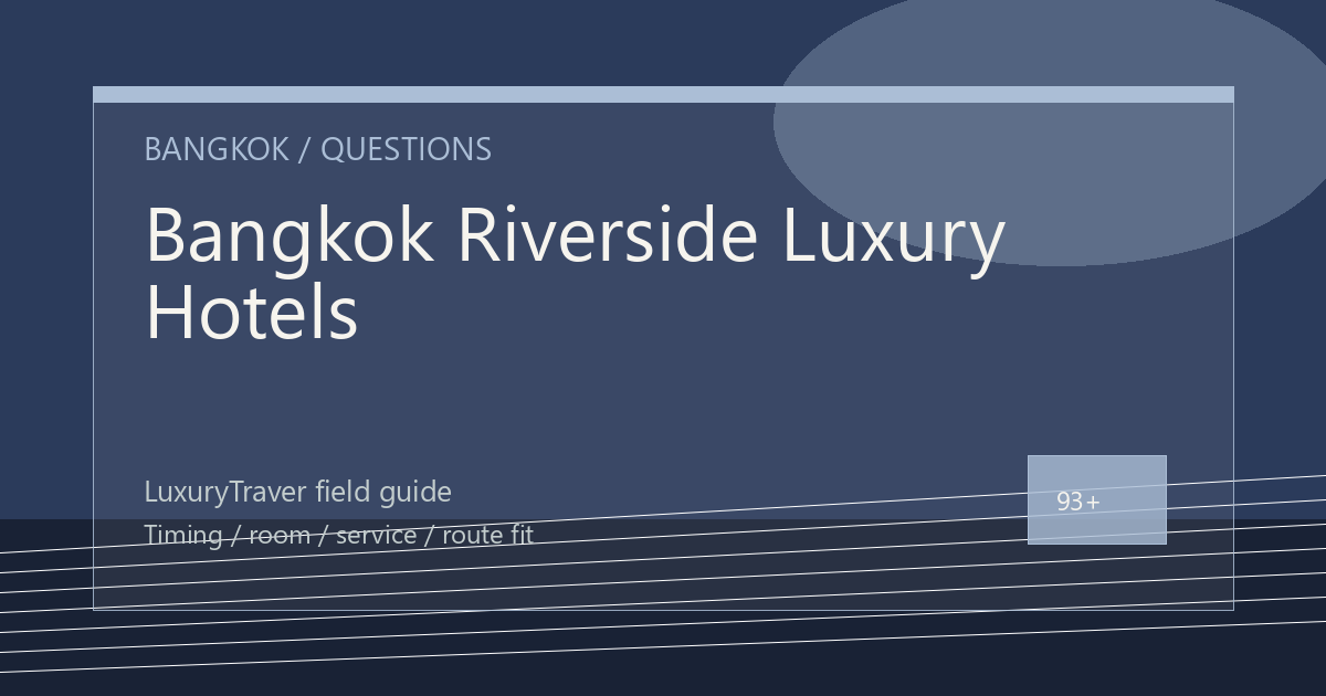 Bangkok Riverside Luxury Hotels: Spa Floors Questions to Ask